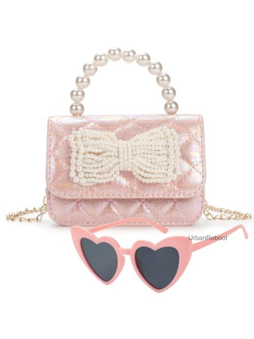 Toddler Crossbody Purse Bow Bag Girls Heart Glasses Set Gift